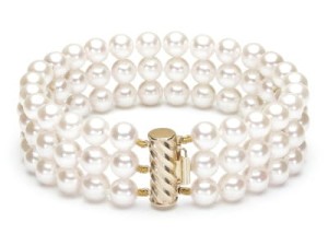 Bransoleta 3-rzędowa z perłami Akoya 6,5-7 mm (wzór CLC-YG)