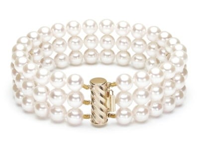 Bransoleta 3-rzędowa z perłami Akoya 6,5-7 mm (wzór CLC-YG)