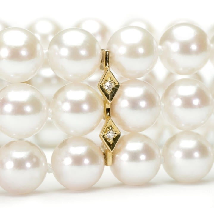 Bransoleta 3-rzędowa z perłami Akoya 6,5-7 mm BA3-70W-YG14D-CLC 2