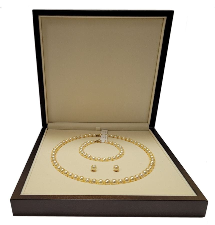 Komplet biżuterii ze złocistych pereł Akoya 7-7,5 mm SANBE-75G-BCYG14-CSS 9