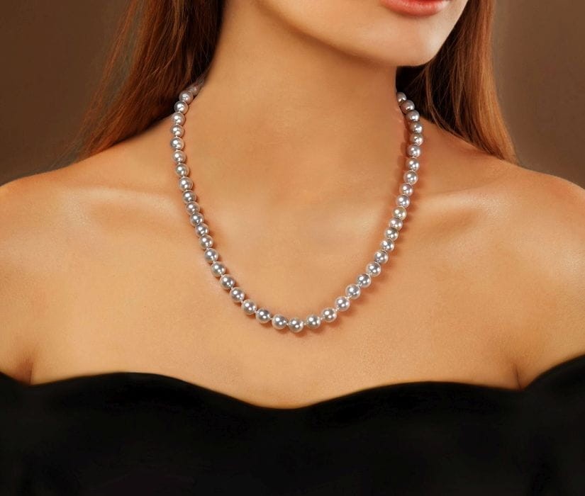 Komplet biżuterii ze srebrnych pereł Akoya 7-7,5 mm SANBE-75S-BCWG14-CSS 6