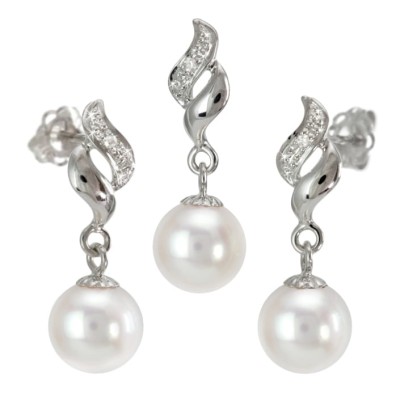 Komplet biżuterii z pereł Akoya (wzór FLA-WG)