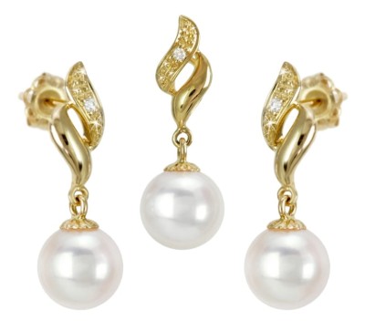 Komplet biżuterii z pereł Akoya (wzór FLA-YG)