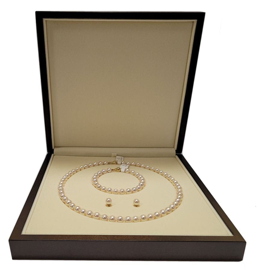 Komplet biżuterii z pereł Akoya 7-7,5 mm SANBE-75W-BCYG14-CSS 9