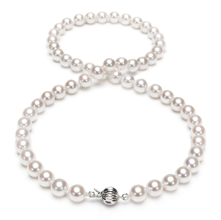 Komplet biżuterii z pereł Akoya 7-7,5 mm SANBE-75W-CBCWG14-CSS 3