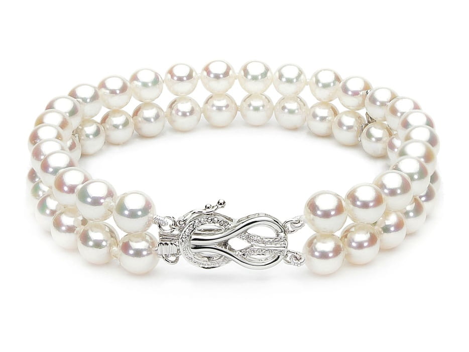 Bransoleta 2-rzędowa z perłami Akoya 6-6,5 mm BA2-65W-WG14D-DOCL