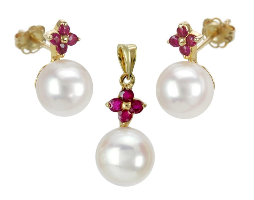 Komplet biżuterii z pereł Akoya SAEP-80W-SYG14R-CRS