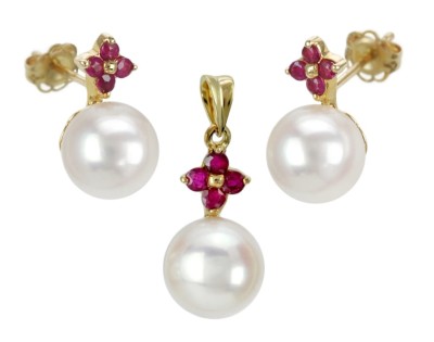 Komplet biżuterii z pereł Akoya (wzór CRS-YG)