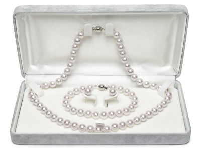 Komplet biżuterii z pereł Akoya 7,5-8 mm (wzór CSS-WG)