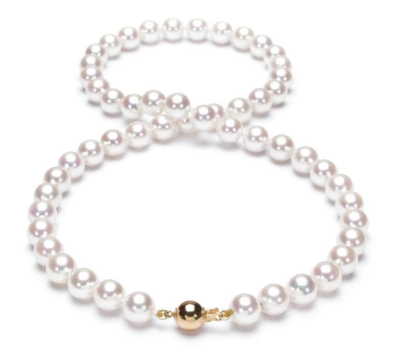 Komplet biżuterii z pereł Akoya 7,5-8 mm SANBE-80W-BCYG14-CSS 3