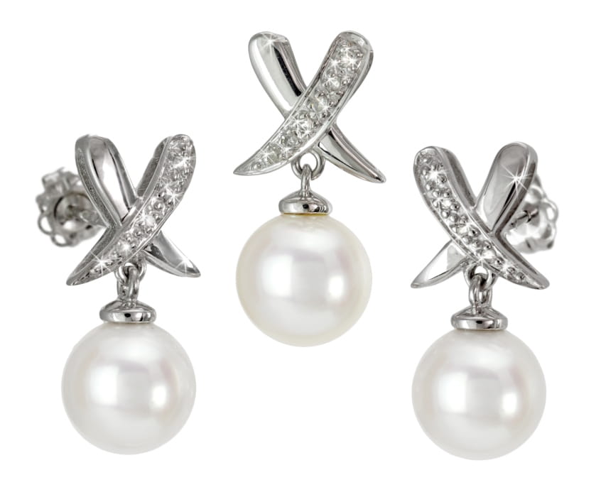 Komplet biżuterii z perłami Akoya SAEP-85W-SHWG14D-XDP