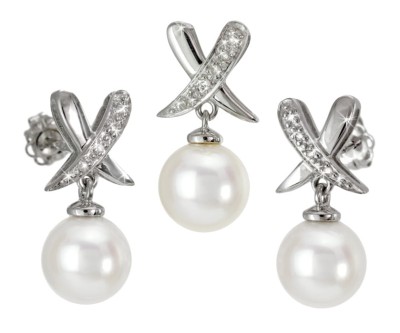 Komplet biżuterii z perłami Akoya (wzór XDP-WG)