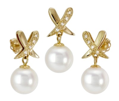 Komplet biżuterii z perłami Akoya (wzór XDP-YG)