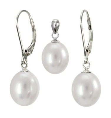 Komplet biżuterii z perłami 9-10 mm (wzór CSS-EP-WG)