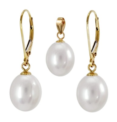 Komplet biżuterii z perłami 9-10 mm (wzór CSS-EP-YG)