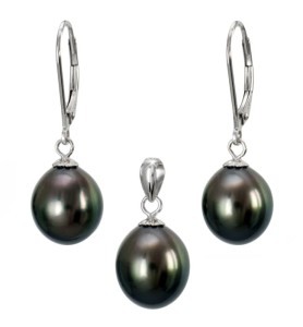 Komplet biżuterii z perłami Tahiti 9-10 mm (wzór CSS-EP-WG)