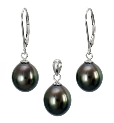 Komplet biżuterii z perłami Tahiti 9-10 mm (wzór CSS-EP-WG)
