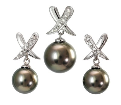 Komplet biżuterii z perłami Tahiti 8-9 mm (wzór XDP-EP-WG)