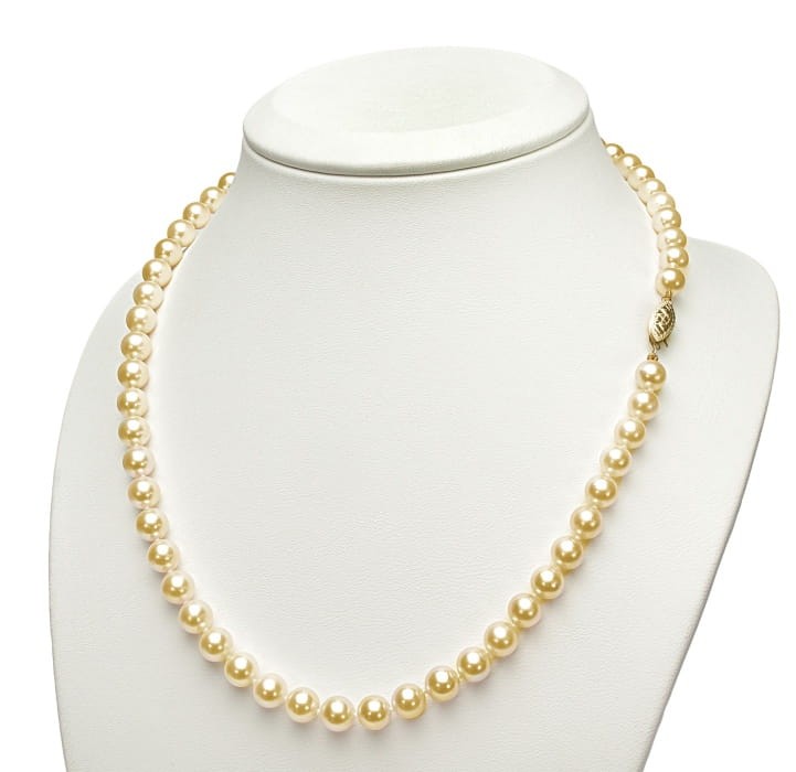 Naszyjnik ze złocistymi perłami Akoya 6,5-7 mm NA17-70G-FCYG14-CSNP