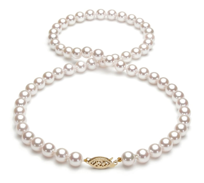 Naszyjnik z perłami Akoya 6,5-7 mm NA17-70W-FCYG14-CSNP 2