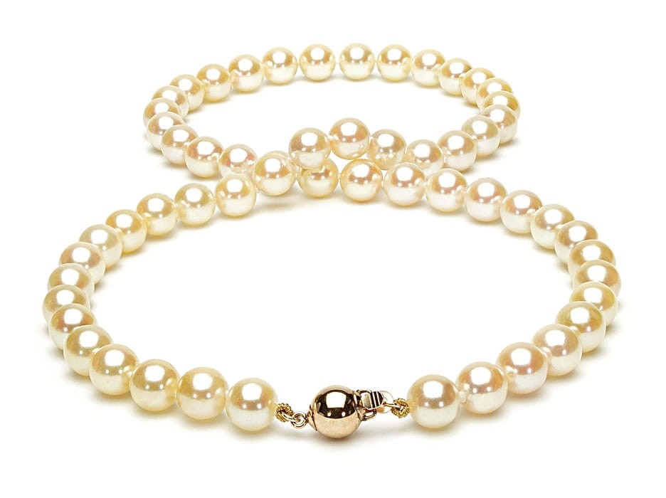 Naszyjnik ze złocistymi perłami Akoya 7-7,5 mm NA17-75G-BCYG14-CSNP 2