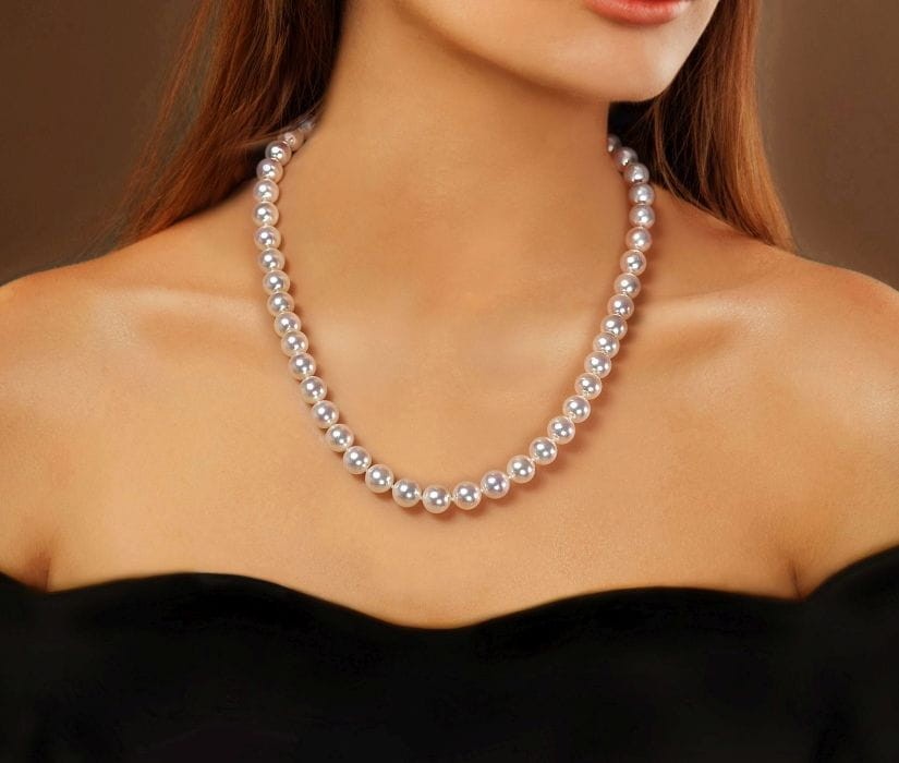 Naszyjnik z perłami Akoya 8,5-9 mm NA17-90W-BCDYG14-CSNP 3