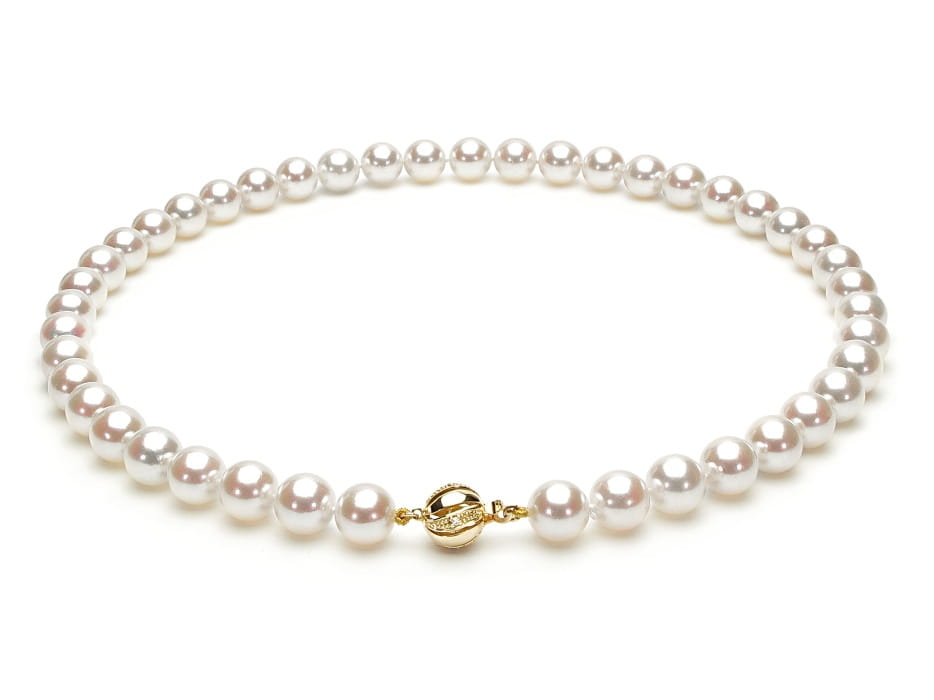 Naszyjnik z perłami Akoya 9-9,5 mm NA17-95W-BCDYG14-CSNP 2