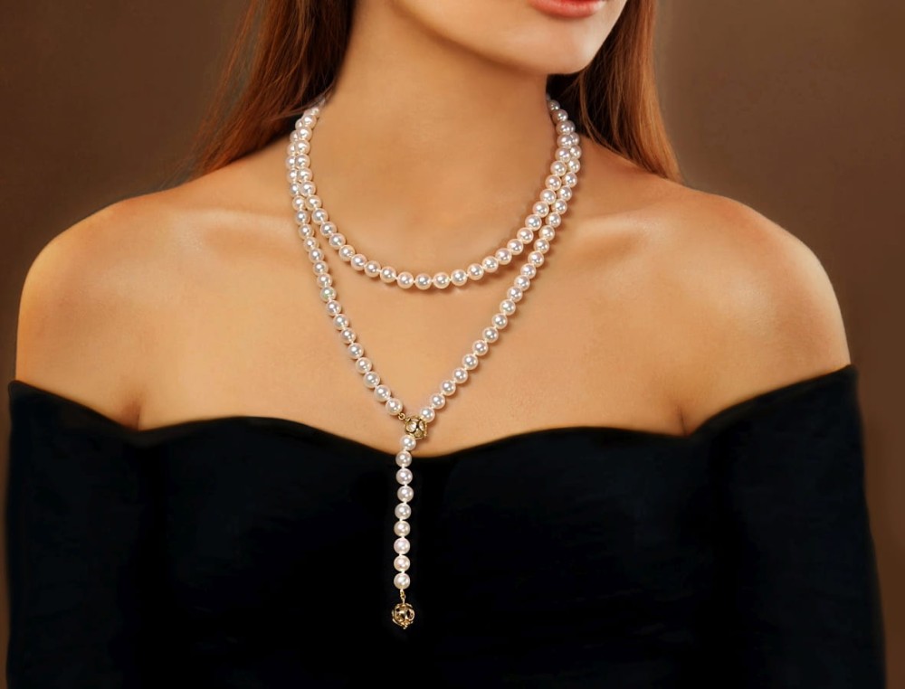 Uniwersalny naszyjnik 90 cm z perłami Akoya NA36-70W-YG14-2HC 7