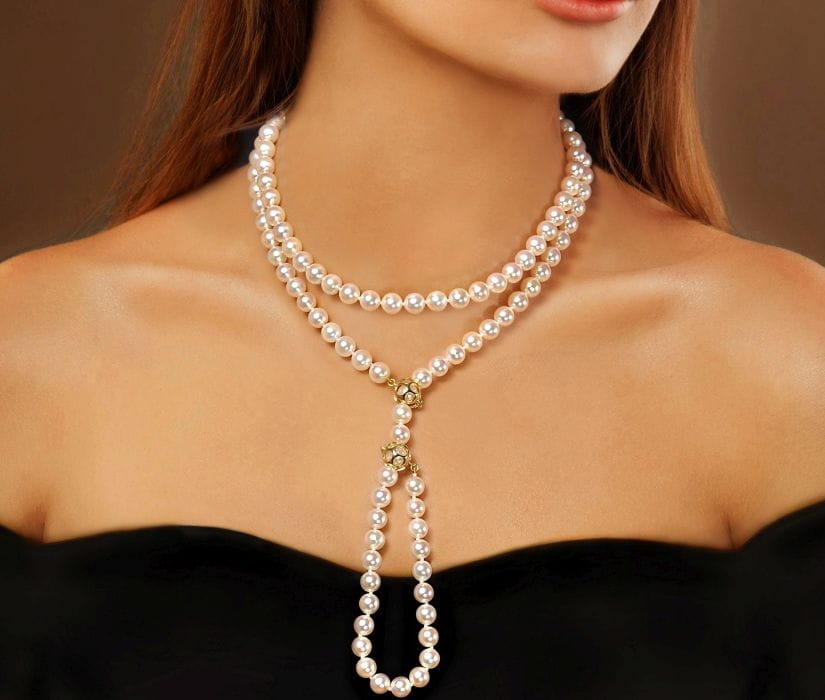 Uniwersalny naszyjnik 90 cm z perłami Akoya NA36-70W-YG14-2HC 8