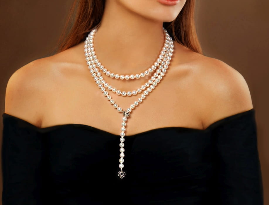 Uniwersalny naszyjnik 130 cm z perłami Akoya NA48-70W-WG14-2HC 8