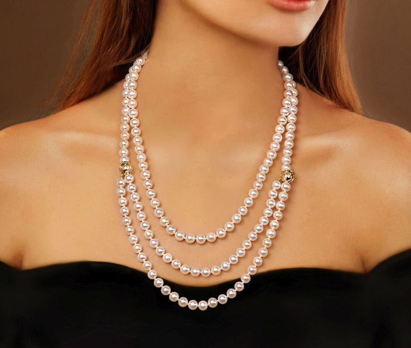 Uniwersalny naszyjnik 130 cm z perłami Akoya NA48-70W-YG14-2HC 9