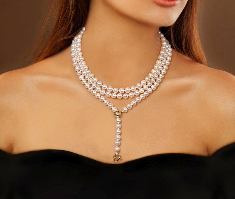 Uniwersalny naszyjnik 130 cm z perłami Akoya NA48-70W-YG14-2HC 13