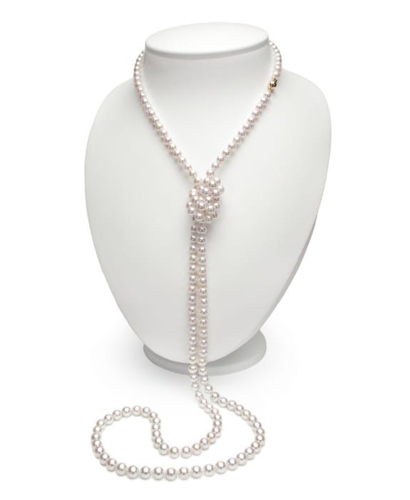 Długi naszyjnik z perłami Akoya NA48-70W-BCYG14-CSNR