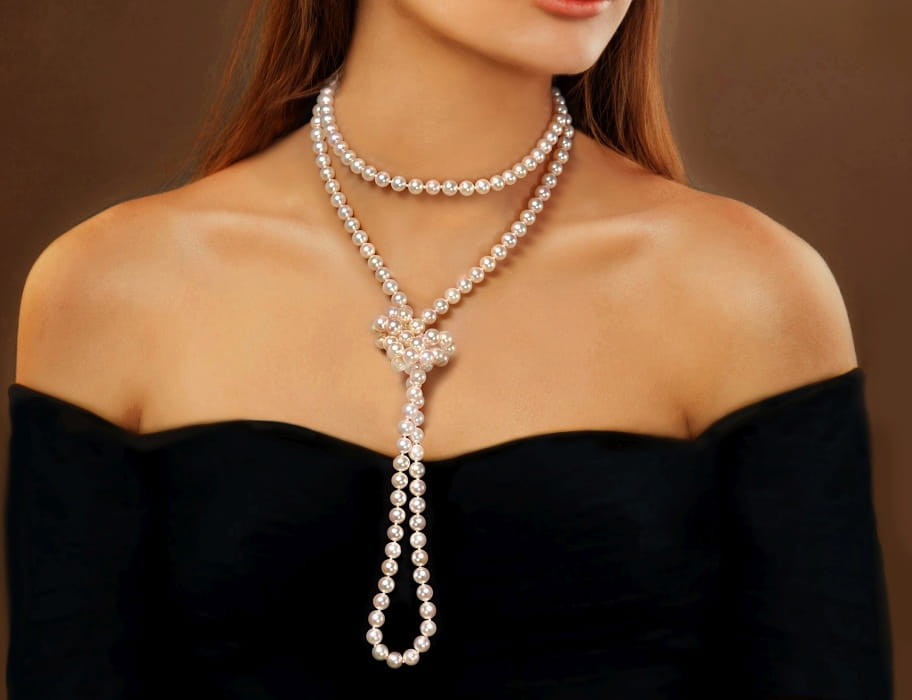 Długi naszyjnik z perłami Akoya NA48-70W-BCYG14-CSNR 6