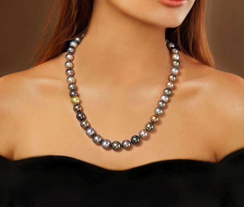 Wielokolorowy naszyjnik z pereł Tahiti 9-10,5 mm NT17-110M-BCWG14-CSNP 3