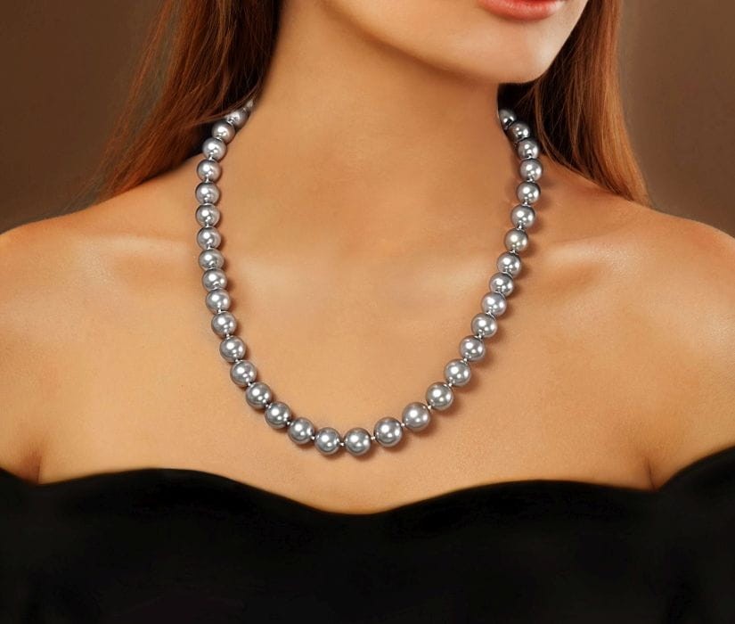 Naszyjnik ze srebrnych pereł Tahiti 9-11 mm NT17-110S-BCDWG14-CSNP 3