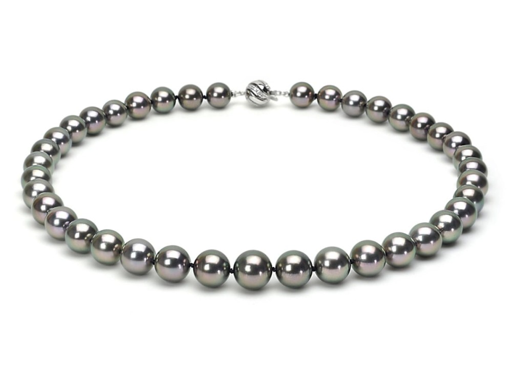 Naszyjnik z pereł Tahiti 9-12 mm NT17-120B-BCDWG14-CSNP 2