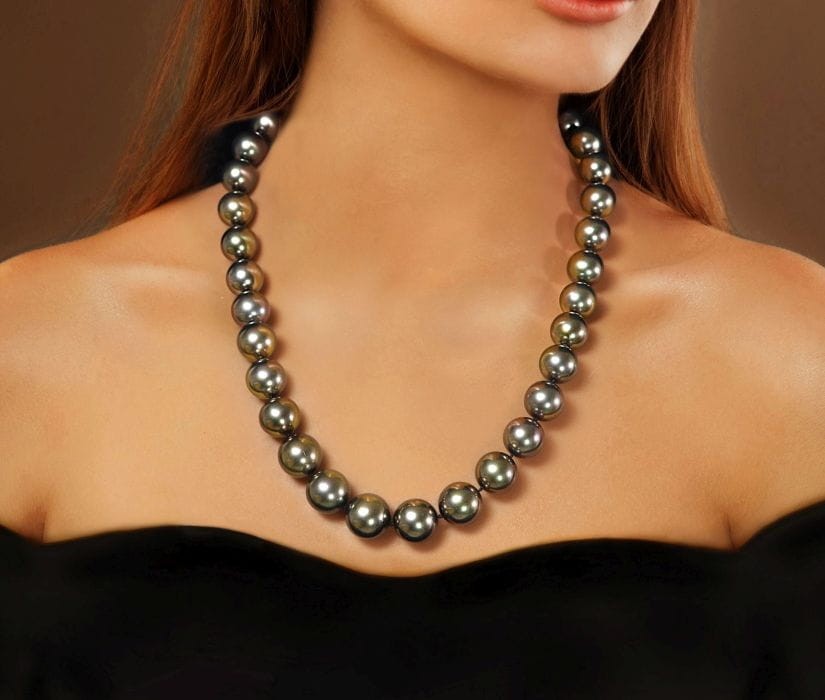 Naszyjnik z pereł Tahiti 12-15 mm NT17-150B-BCDIWG14-CSNP 3