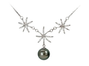 Łańcuszek złoty z perłą Tahiti 9-10 mm (wzór 3STR)