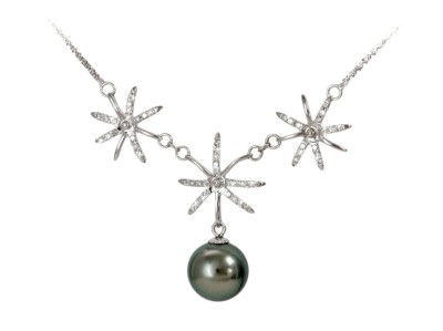 Łańcuszek złoty z perłą Tahiti 9-10 mm (wzór 3STR)