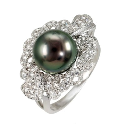 Pierścionek złoty z perłą Tahiti (wzór LAC)