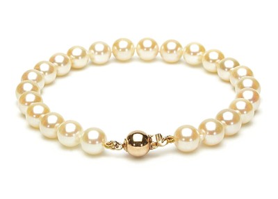 Bransoleta ze złocistymi perłami Akoya 7-7,5 mm (wzór CSBR-YG)