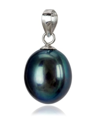 Zawieszka złota z czarną owalną perłą 9-10 mm (wzór CSPS)