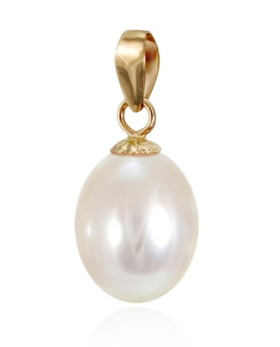 Złota zawieszka z owalną perłą 8-8,5 mm PF-85WDS-YG14-CSPS