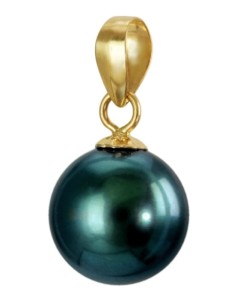 Złota zawieszka z czarną perłą 8,5-9 mm (wzór CSPS)