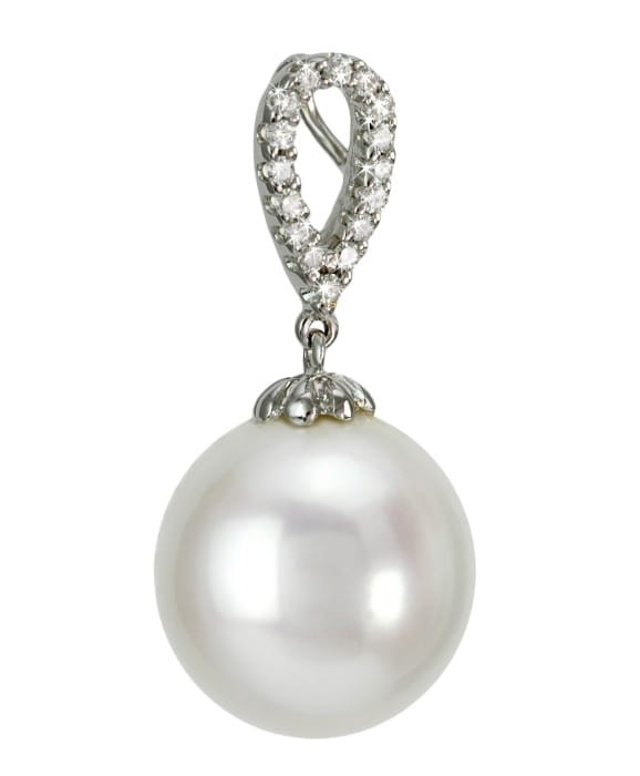 Zawieszka złota z białą perłą South Sea PS-130W-WG18D-DOVU