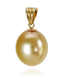 Złota zawieszka z owalną perłą South Sea (wzór CSPB)