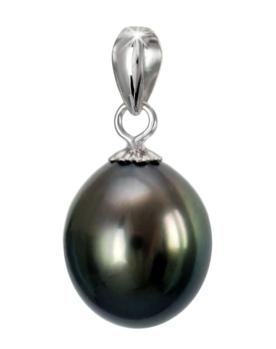 Zawieszka złota z owalną perłą Tahiti 9-10 mm PT-100BDS-WG14-CSPS