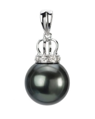 Zawieszka złota z perłą Tahiti (wzór CRWN)