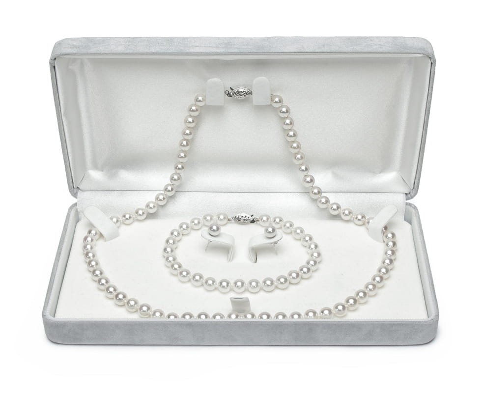 Komplet biżuterii z pereł Akoya 6-6,5 mm SANBE-65W-FCWG14-CSS